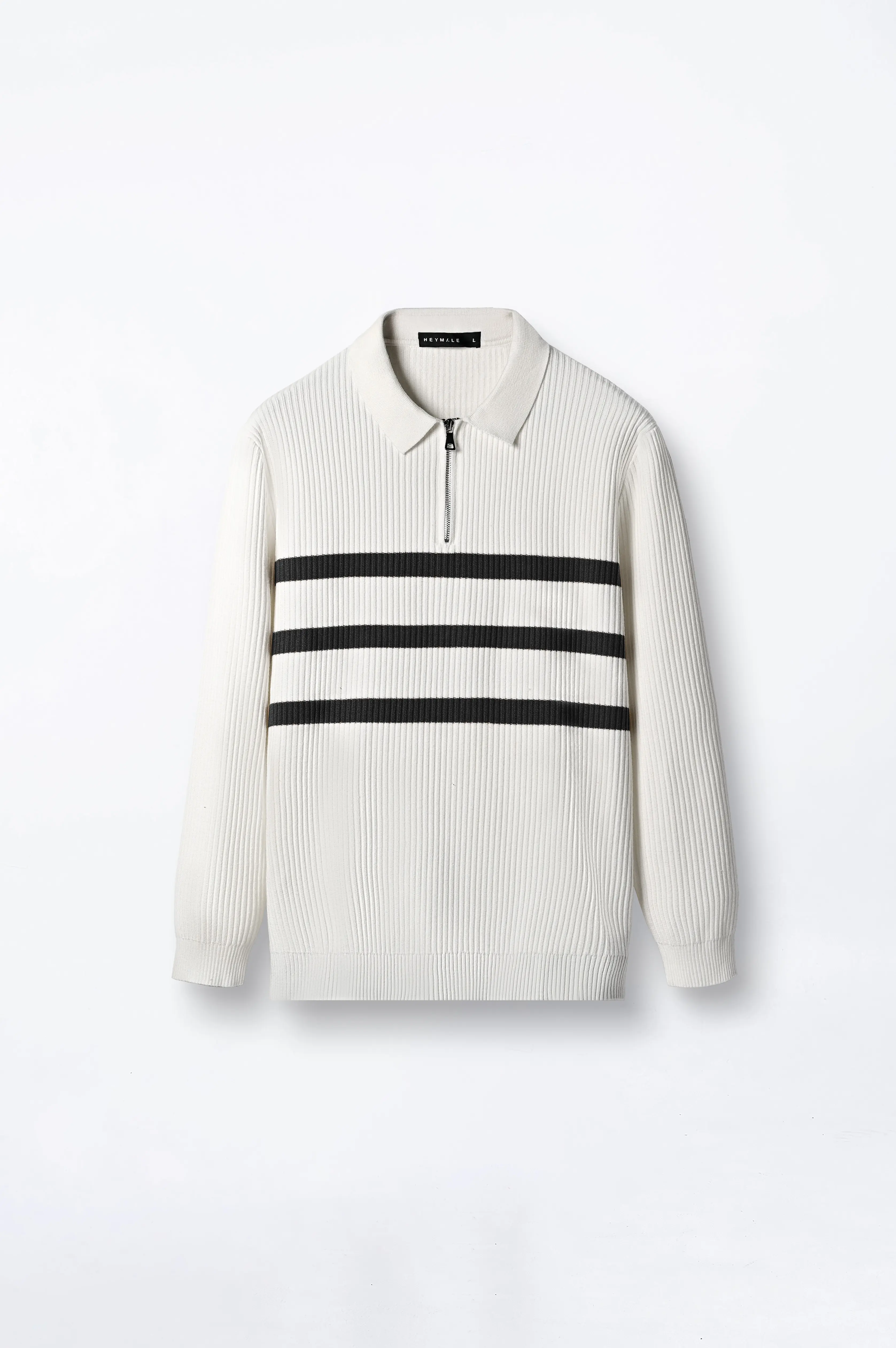 Elvore Stripe Polo Knit White-Black