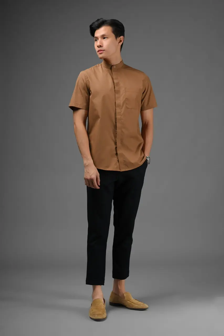 Argo Concealed Placket Short Sleeve Choco