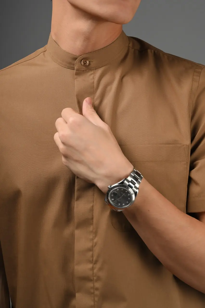 Argo Concealed Placket Short Sleeve Choco