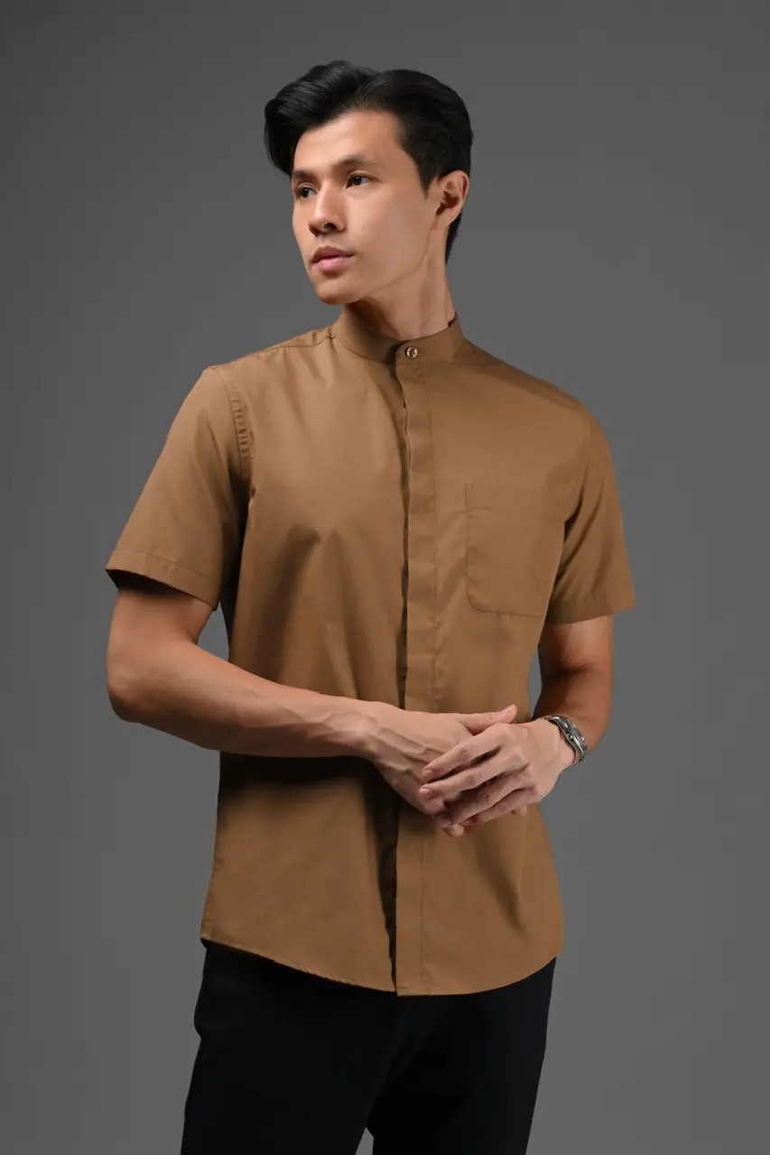 Argo Concealed Placket Short Sleeve Choco