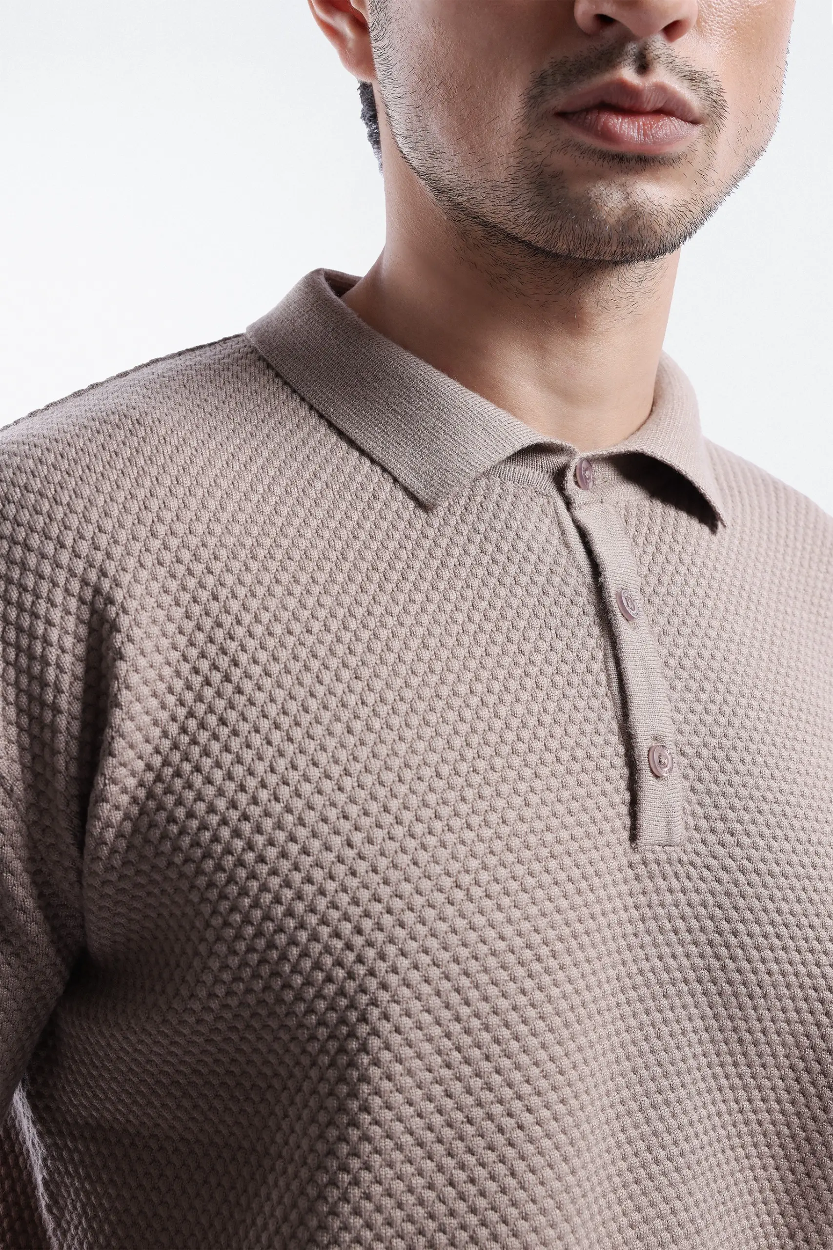 Danzell Polo Knit Textured Taupe