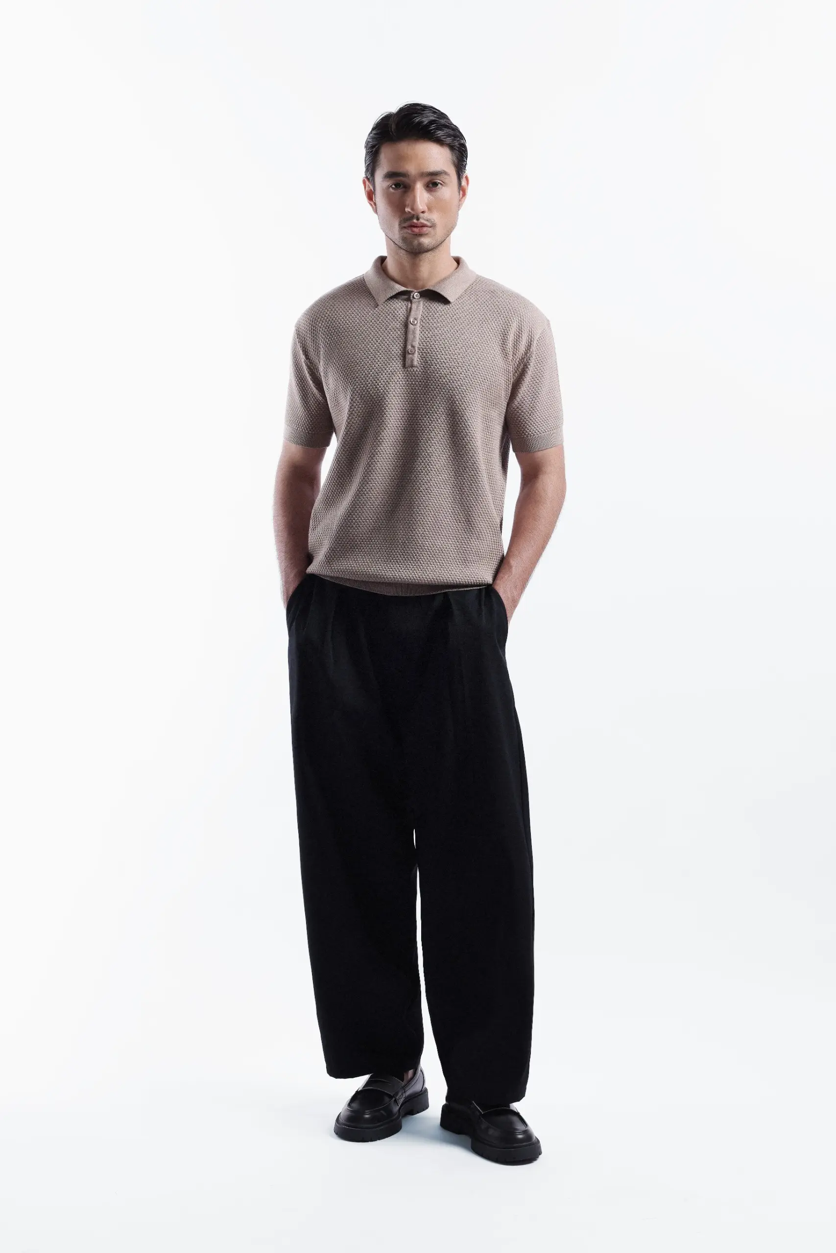 Danzell Polo Knit Textured Taupe