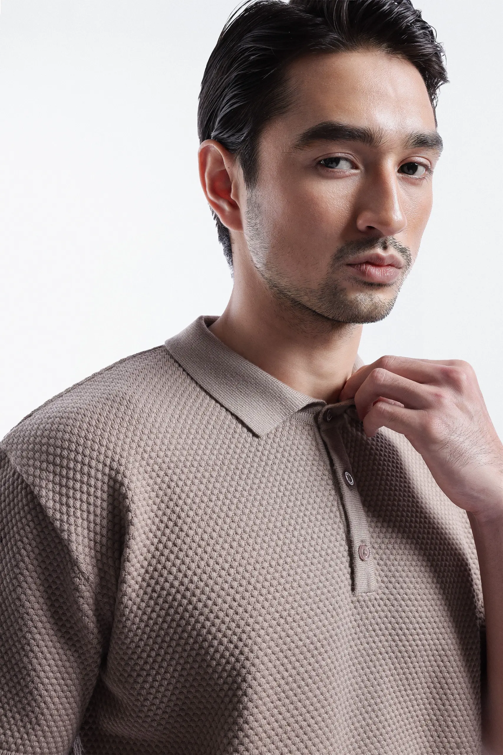 Danzell Polo Knit Textured Taupe