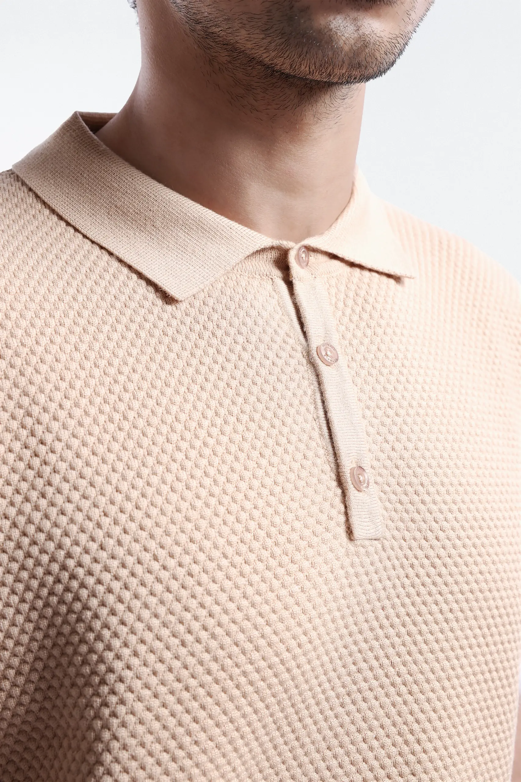 Danzell Polo Knit Textured Beige