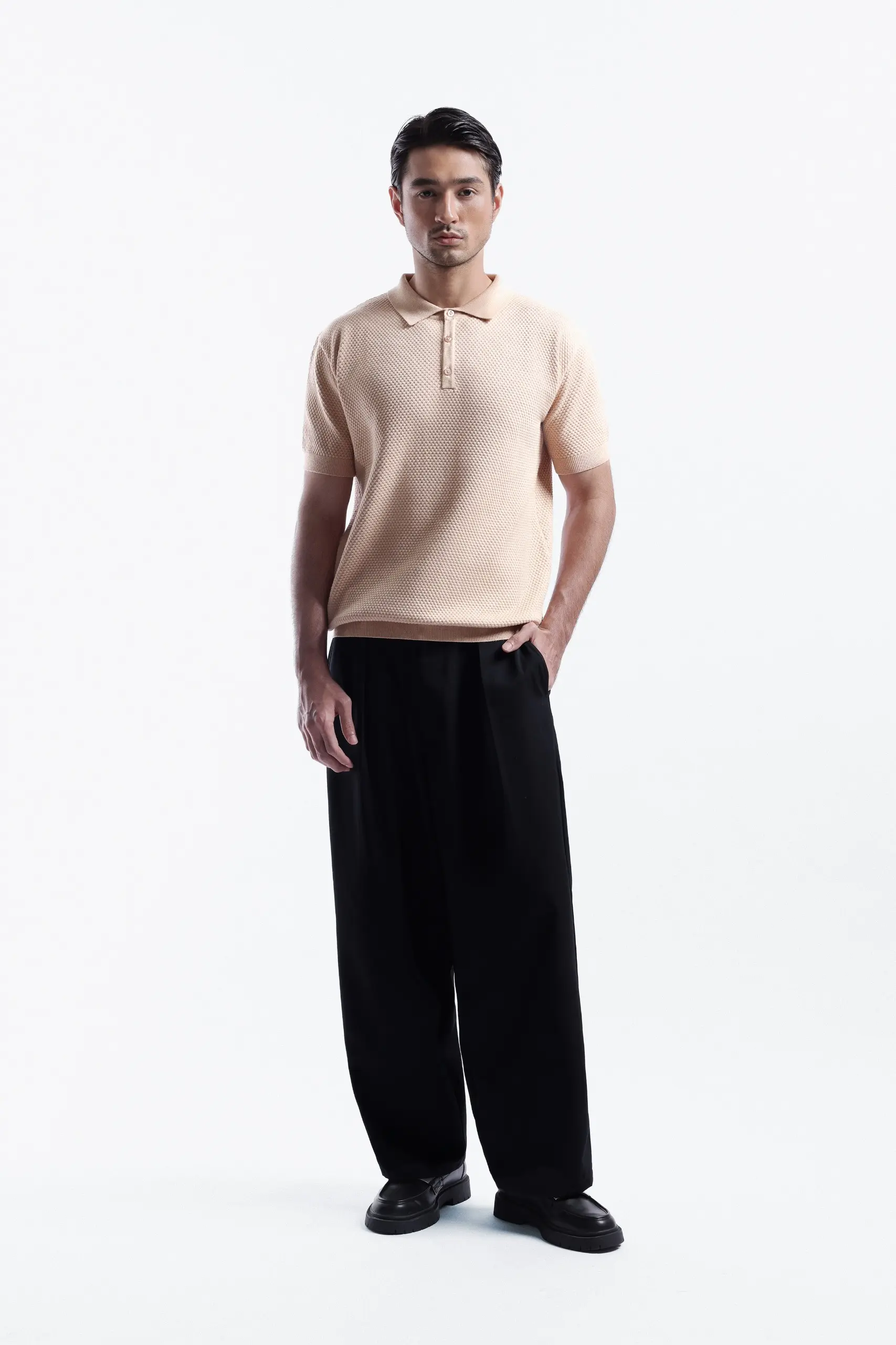 Danzell Polo Knit Textured Beige