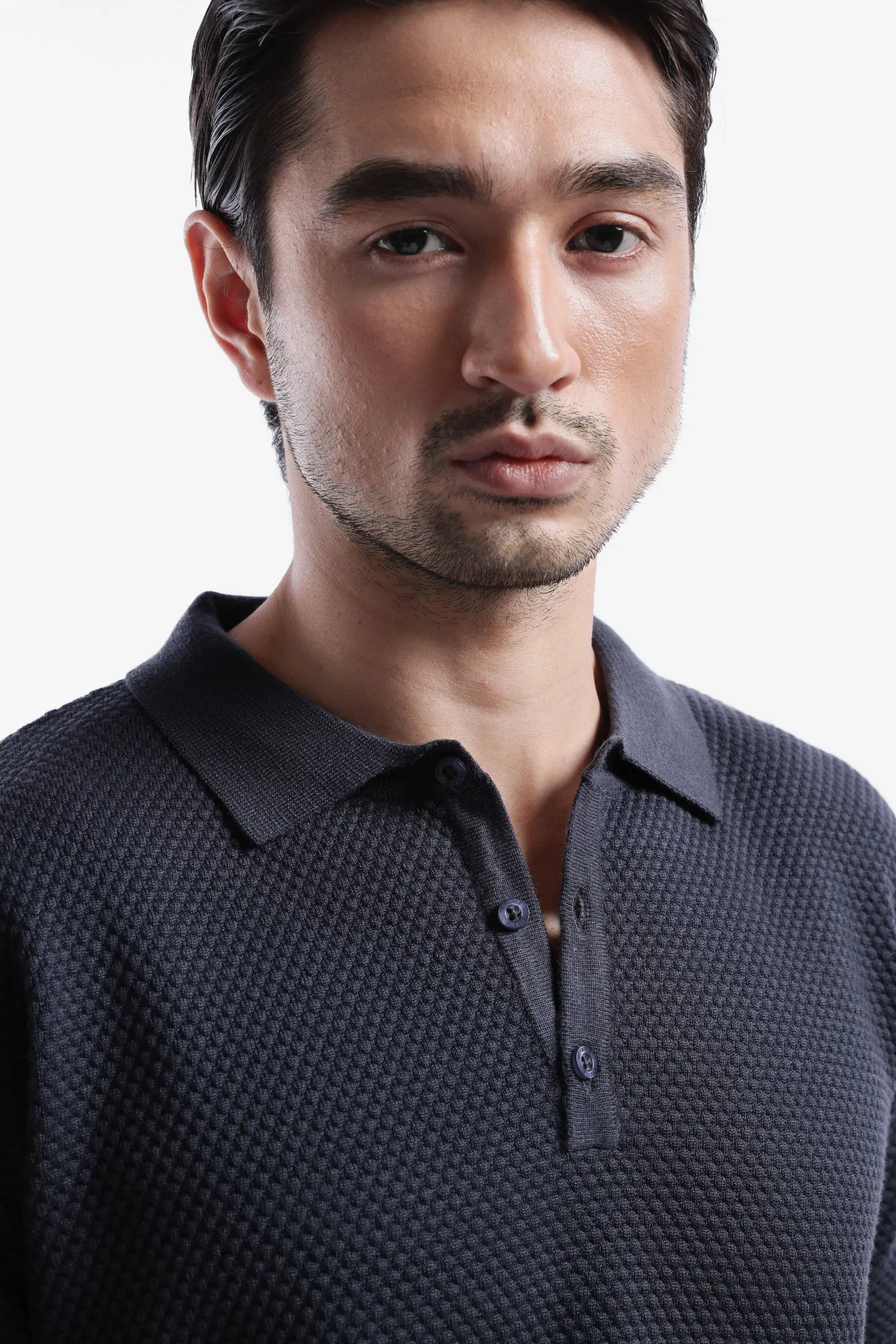 Danzell Polo Knit Textured Dark Grey