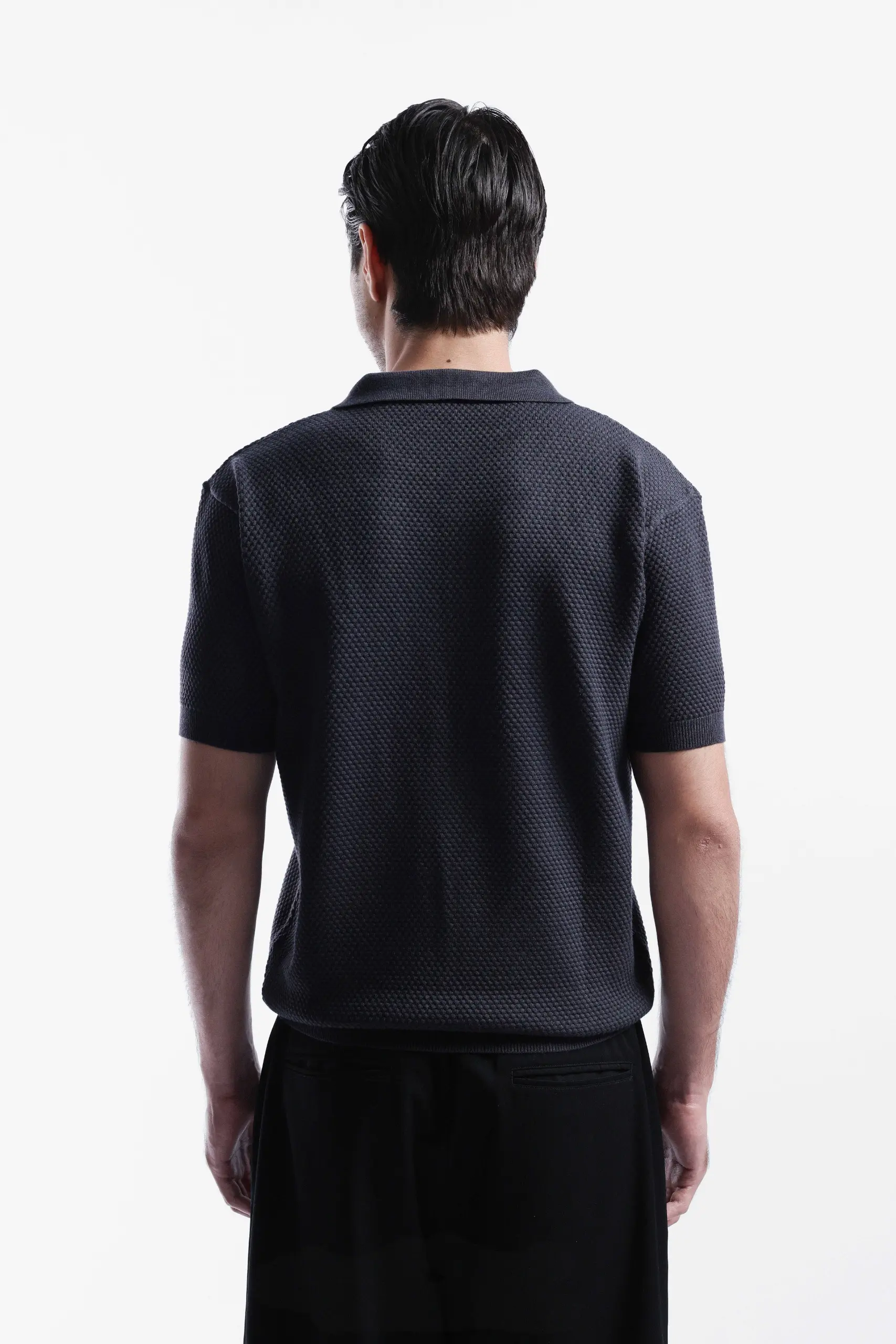 Danzell Polo Knit Textured Dark Grey