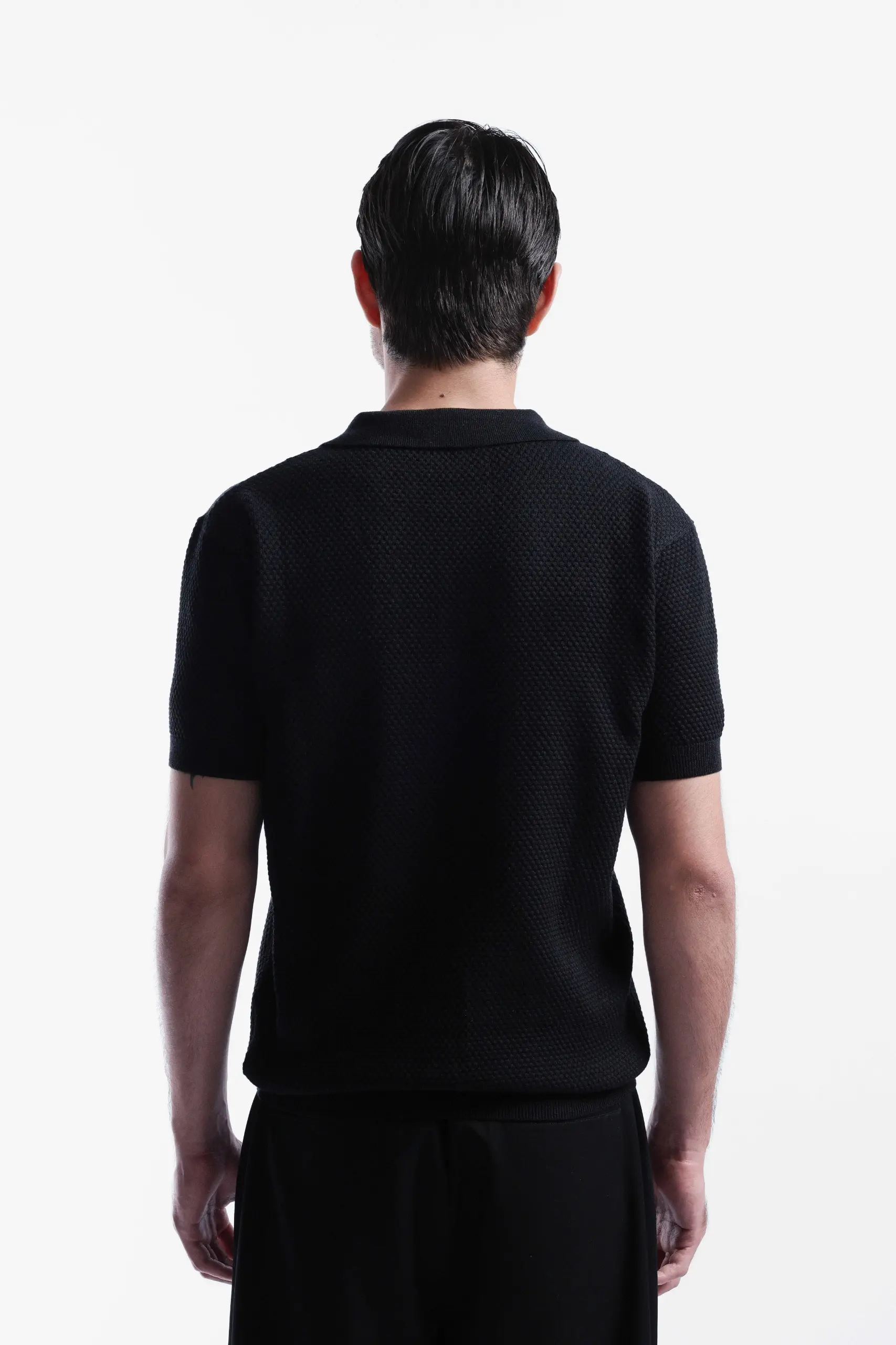 Danzell Polo Knit Textured Black