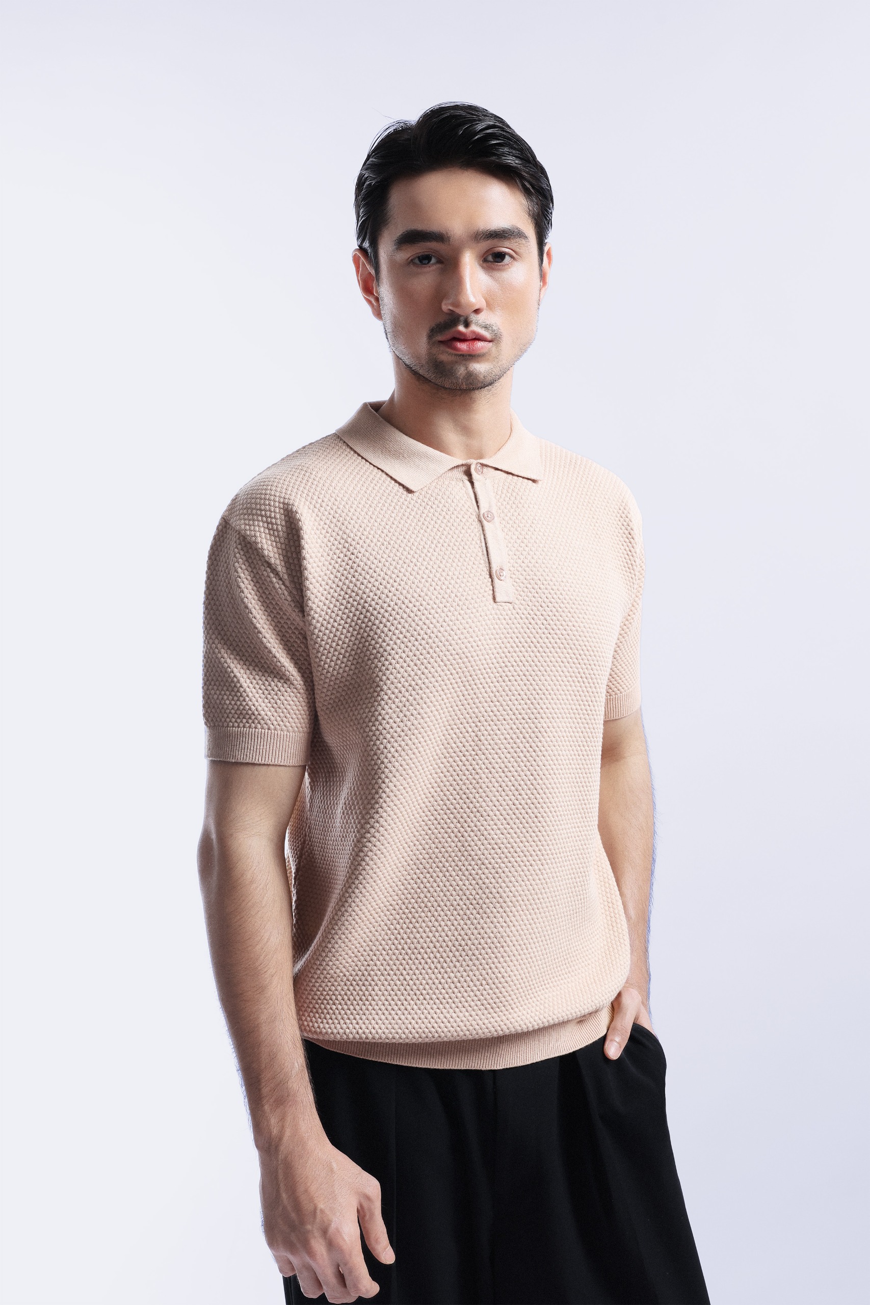 Danzell Polo Knit Textured Beige