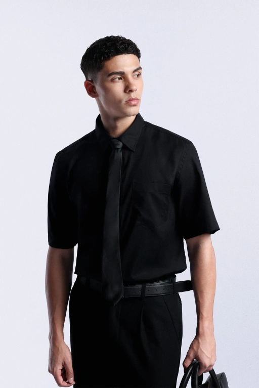 Image of Absolute Slim Shirt Short Sleeve Black