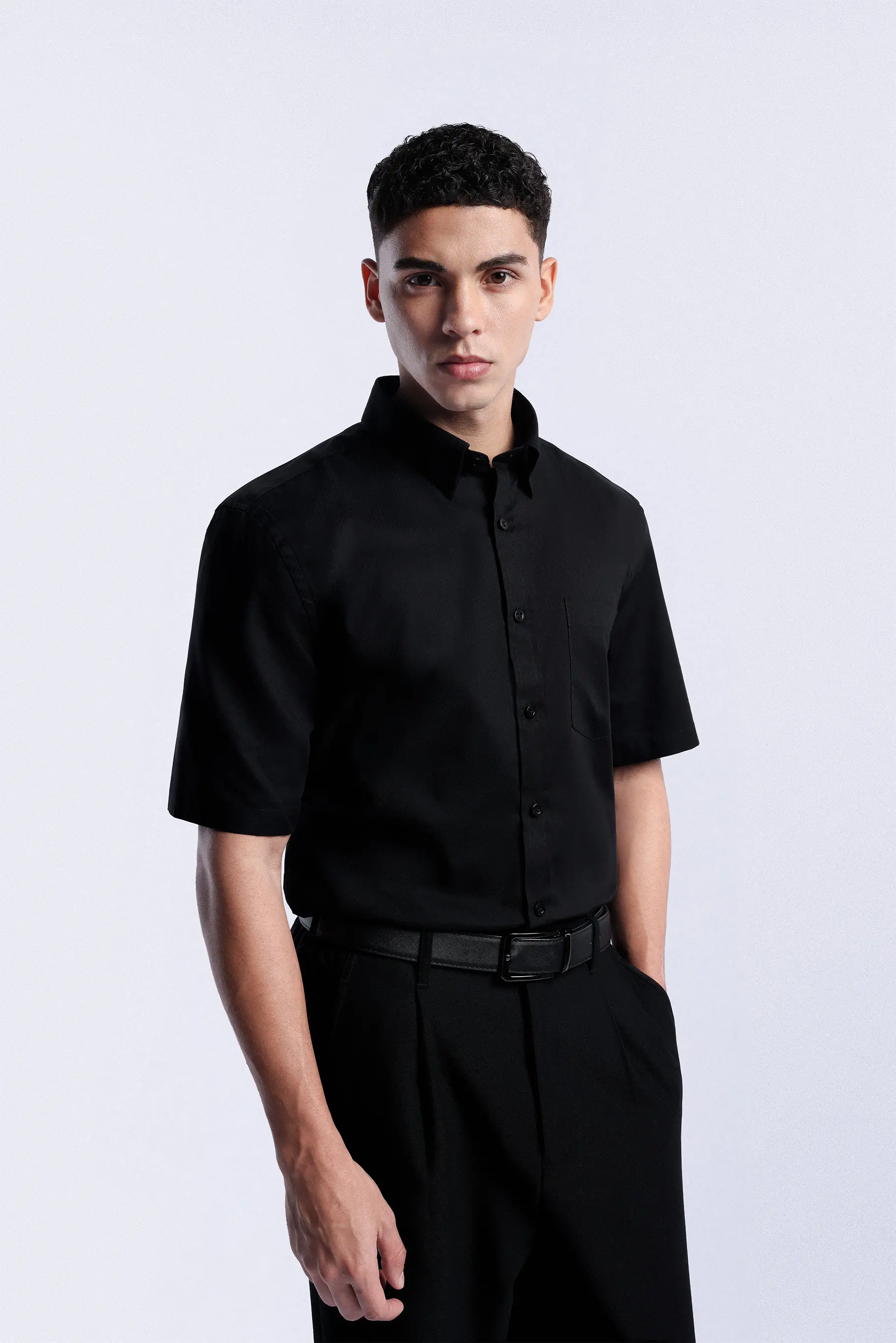 Absolute Slim Shirt Short Sleeve Black