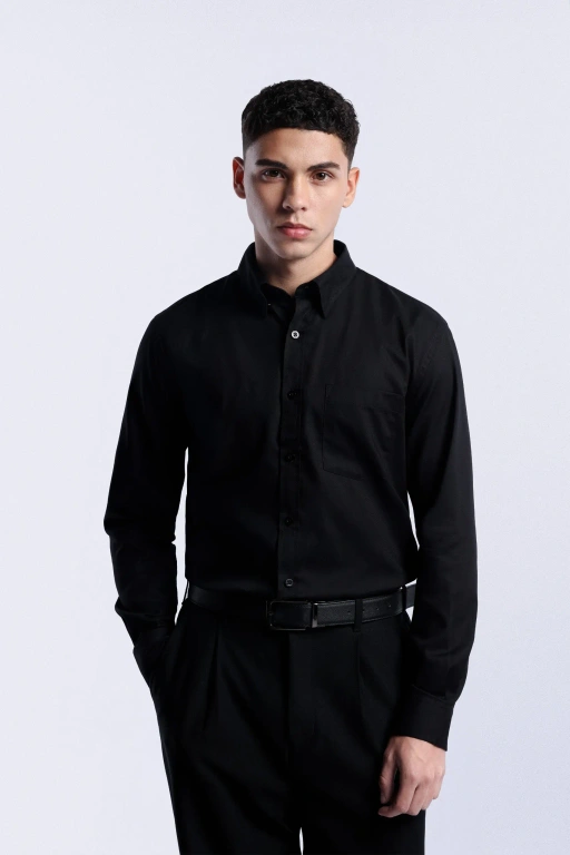 Image of Absolute Slim Shirt Long Sleeve Black