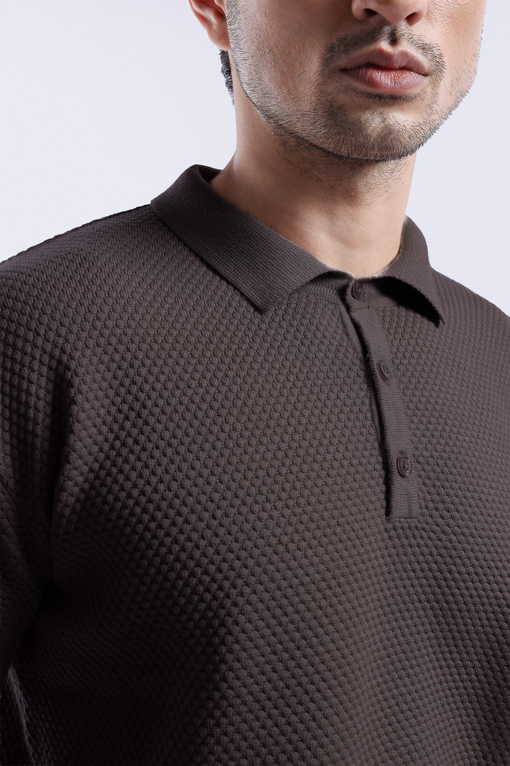 Danzell Polo Knit Textured Dark Brown