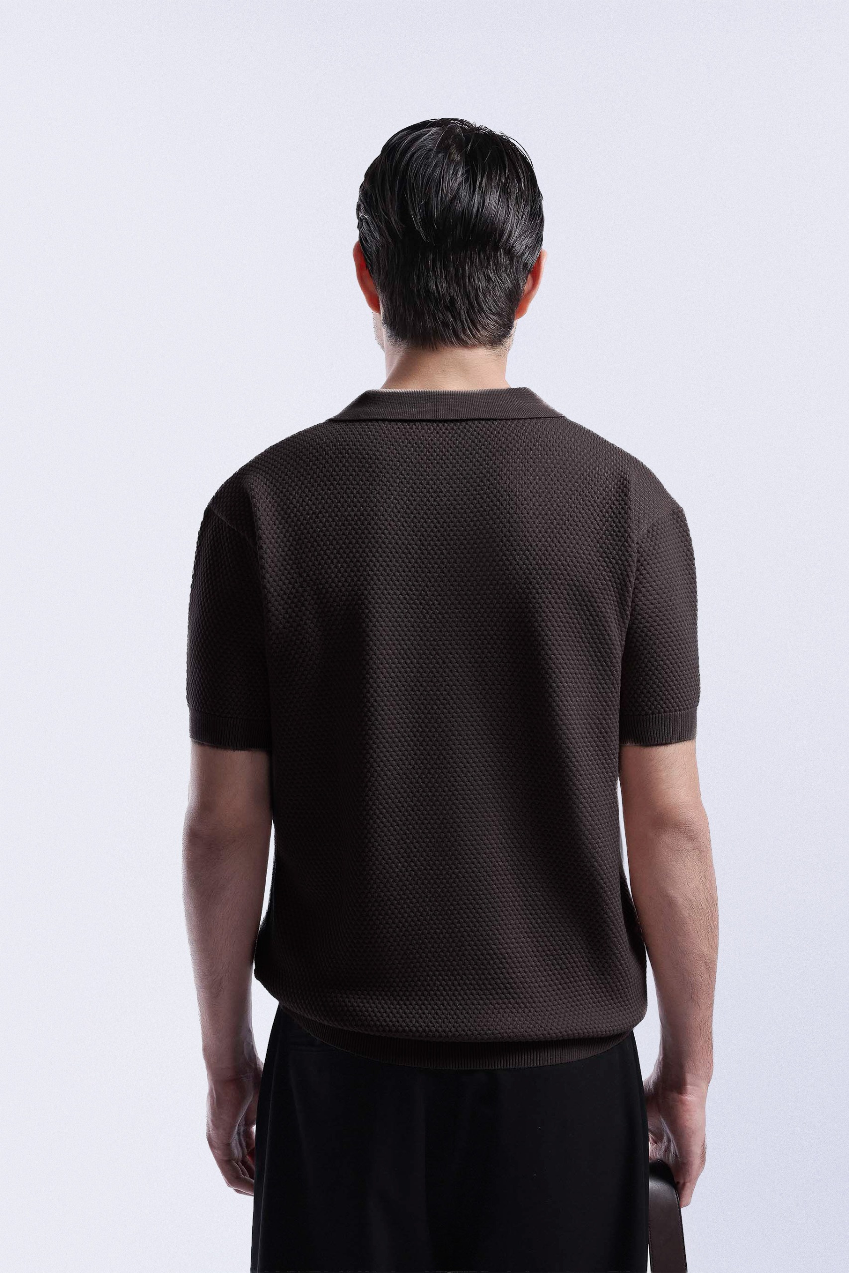 Danzell Polo Knit Textured Dark Brown