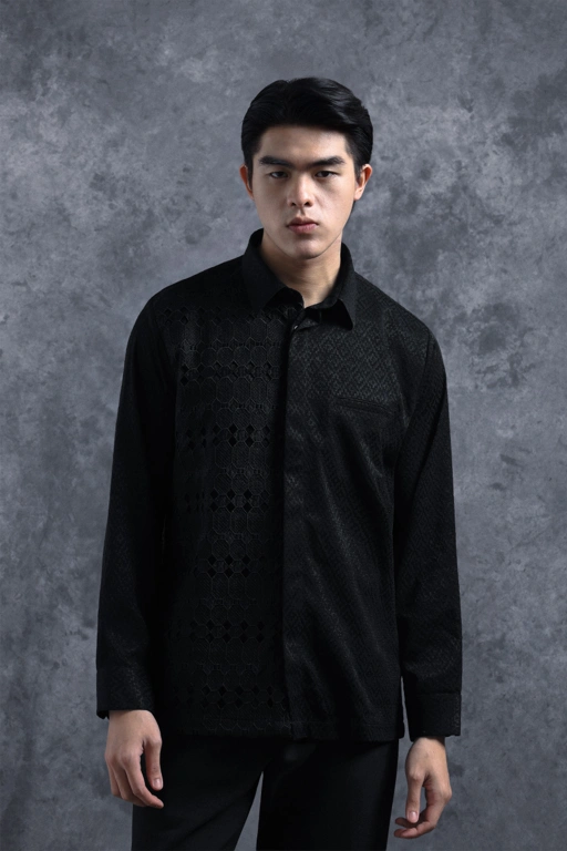 Image of Kemeja Brokat Manggala Lengan Panjang Bayang