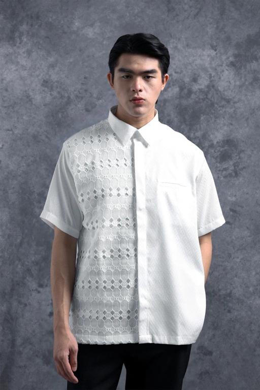 Image of Kemeja Brokat Manggala Lengan Pendek Mega