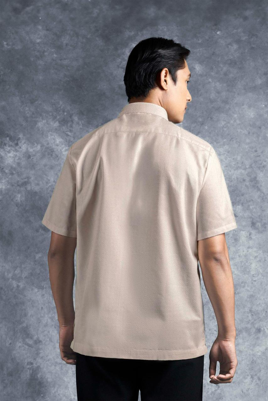Kemeja Elok Brokat Lengan Pendek Palem