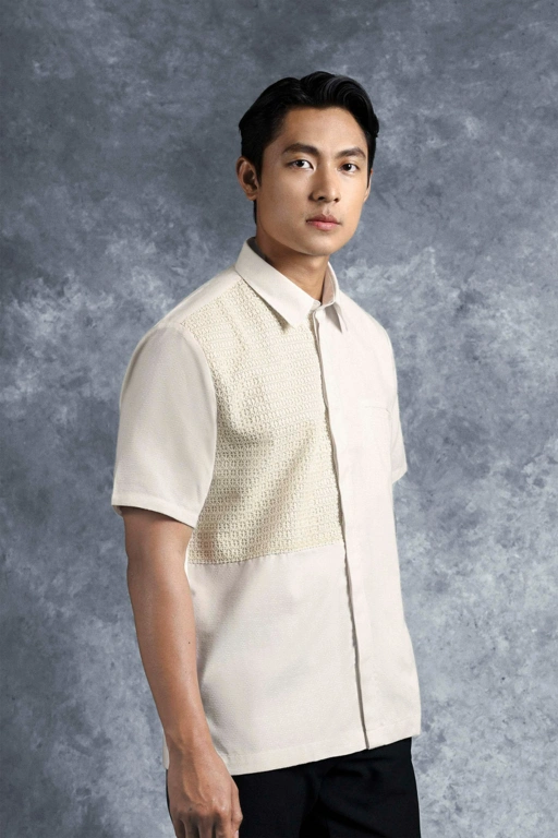 Image of Kemeja Elok Brokat Lengan Pendek Puspa