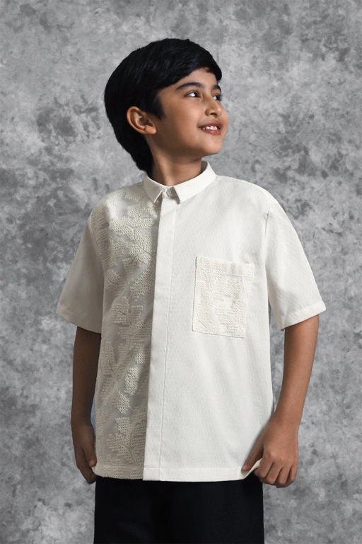Image of Kemeja Anak Brukat Saku Renjana Binar