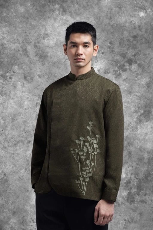 Image of Kemeja Beskap Bermotif Tentrem Lengan Panjang Rimba