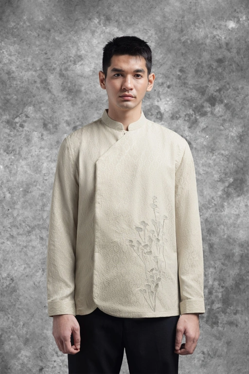 Image of Kemeja Beskap Bermotif Tentrem Lengan Panjang Savana