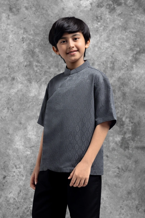 Image of Kemeja Anak Beskap Tentrem Kelabu