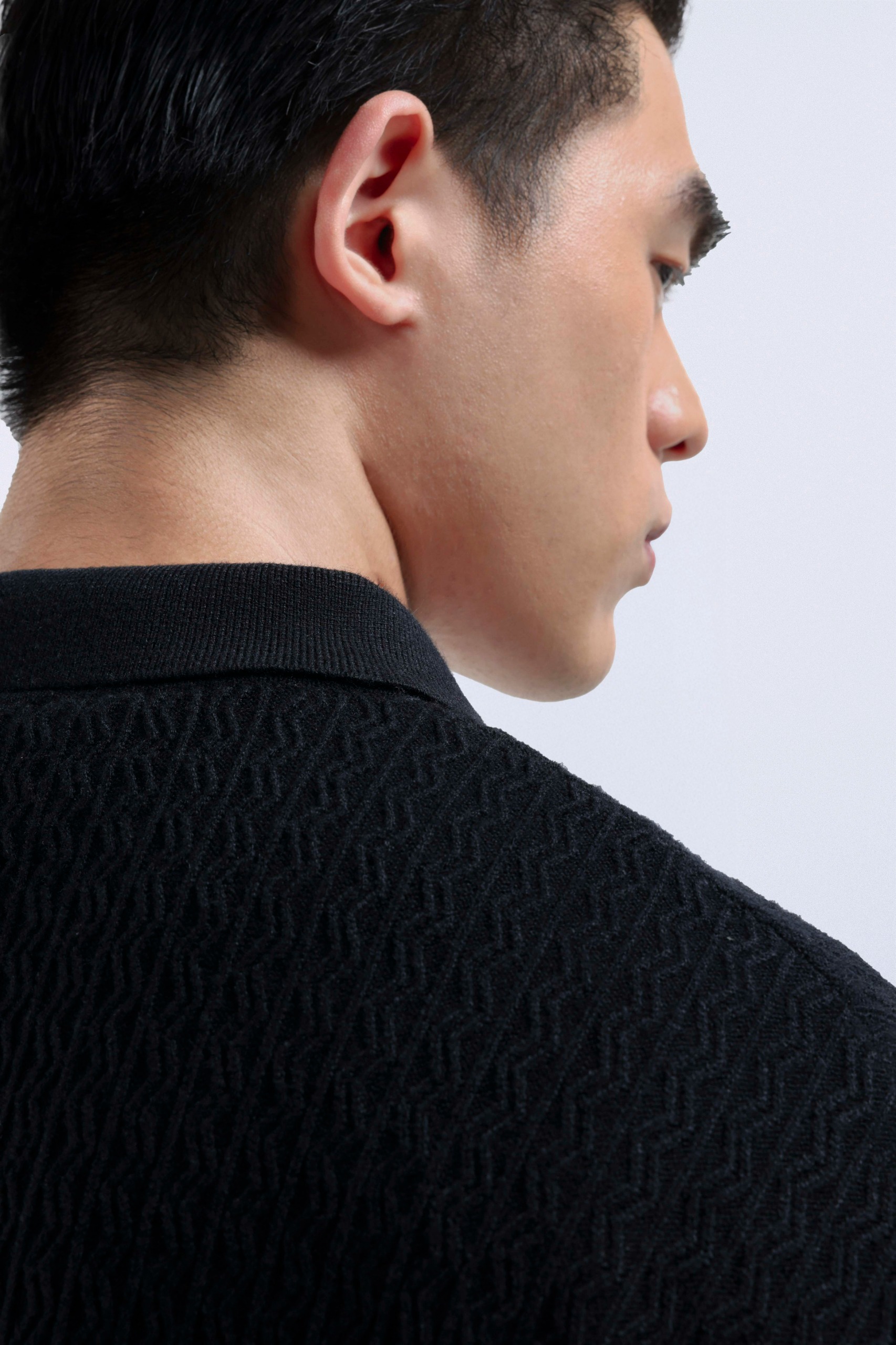 Chevron Polo Halfzip Black