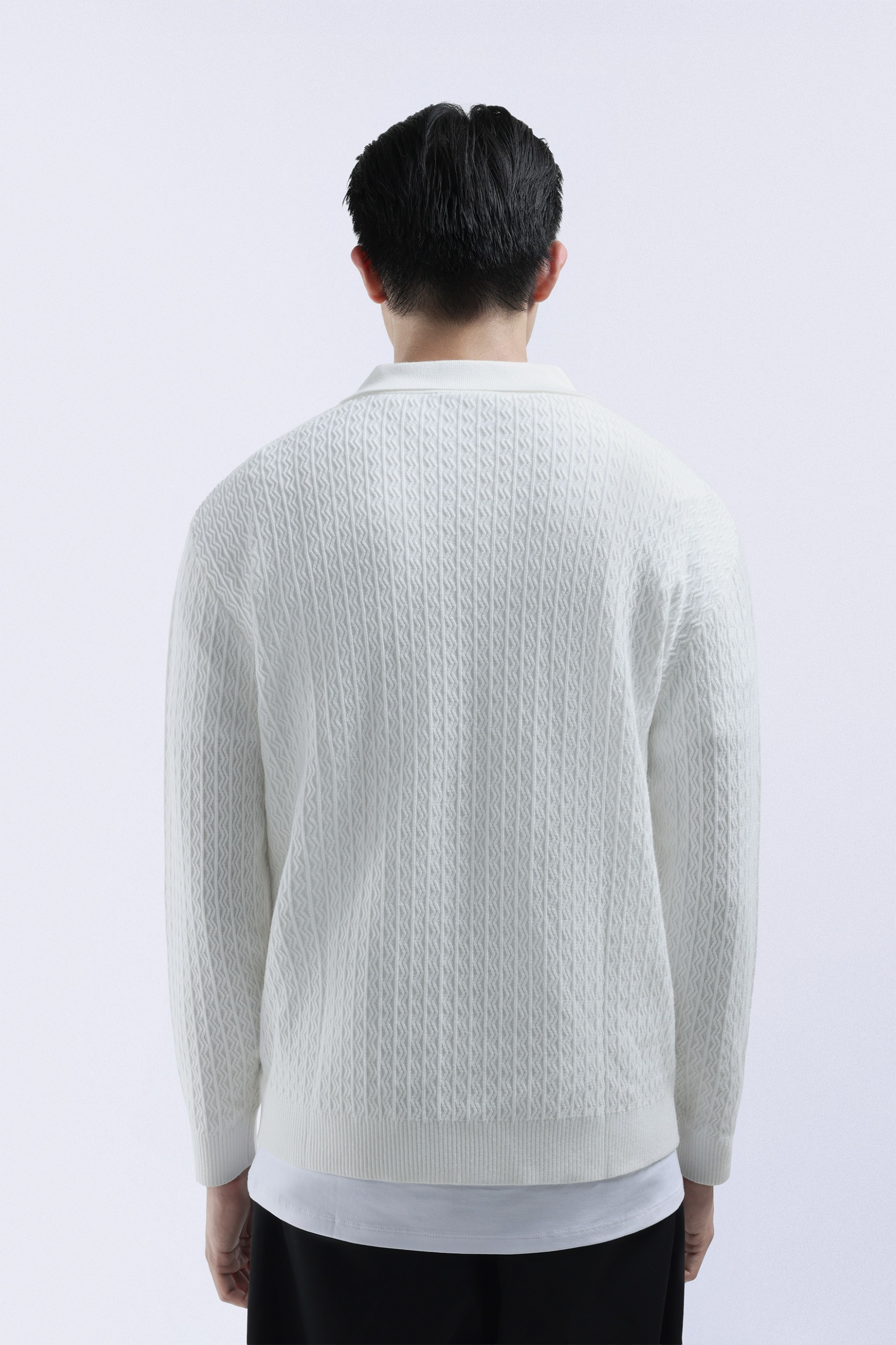 Chevron Polo Halfzip White