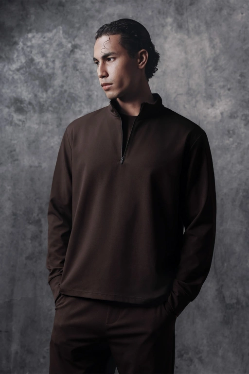 Image of Activemor Halfzip Tee Dark Brown