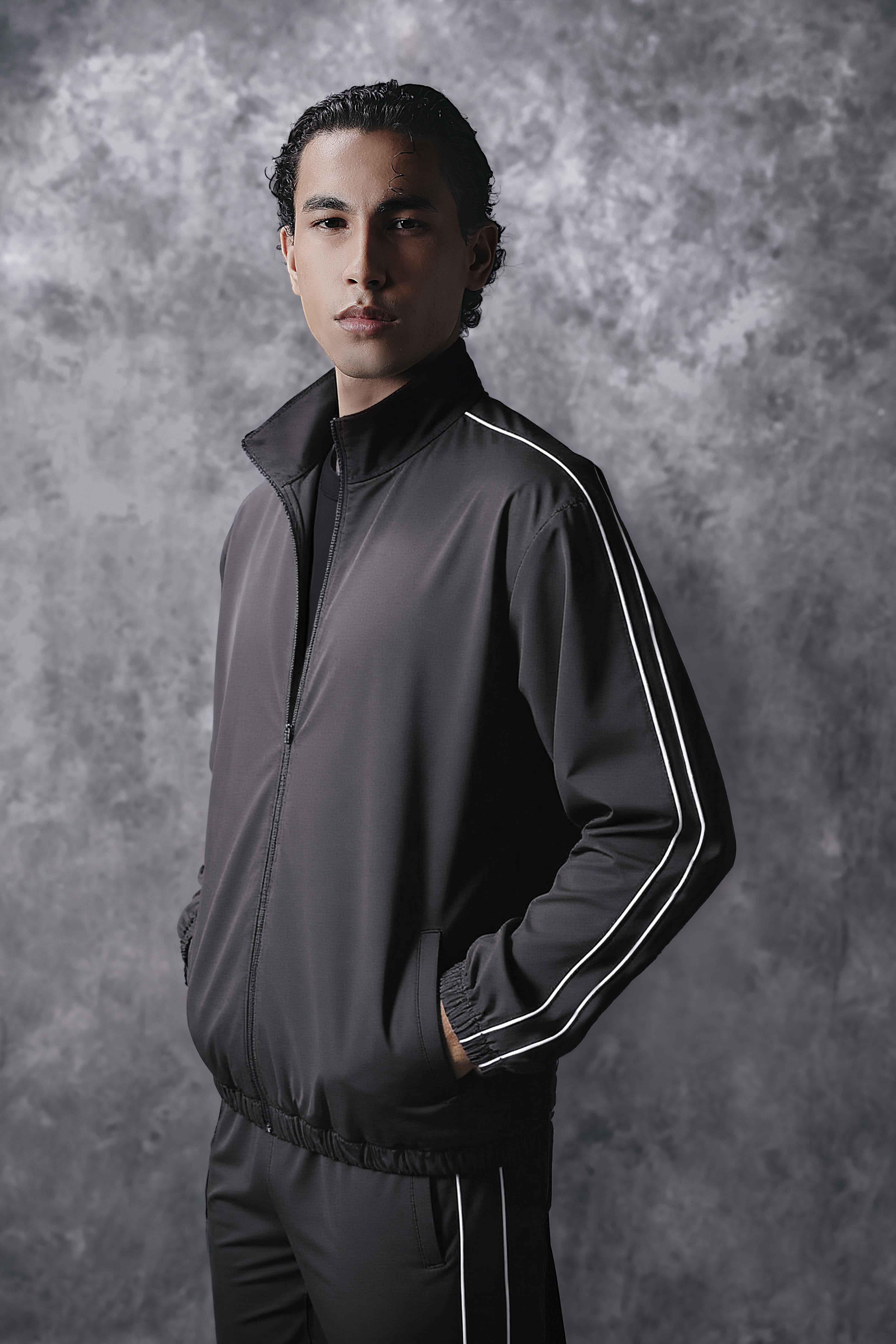 Activemor Stripe Jacket Dark Grey-White