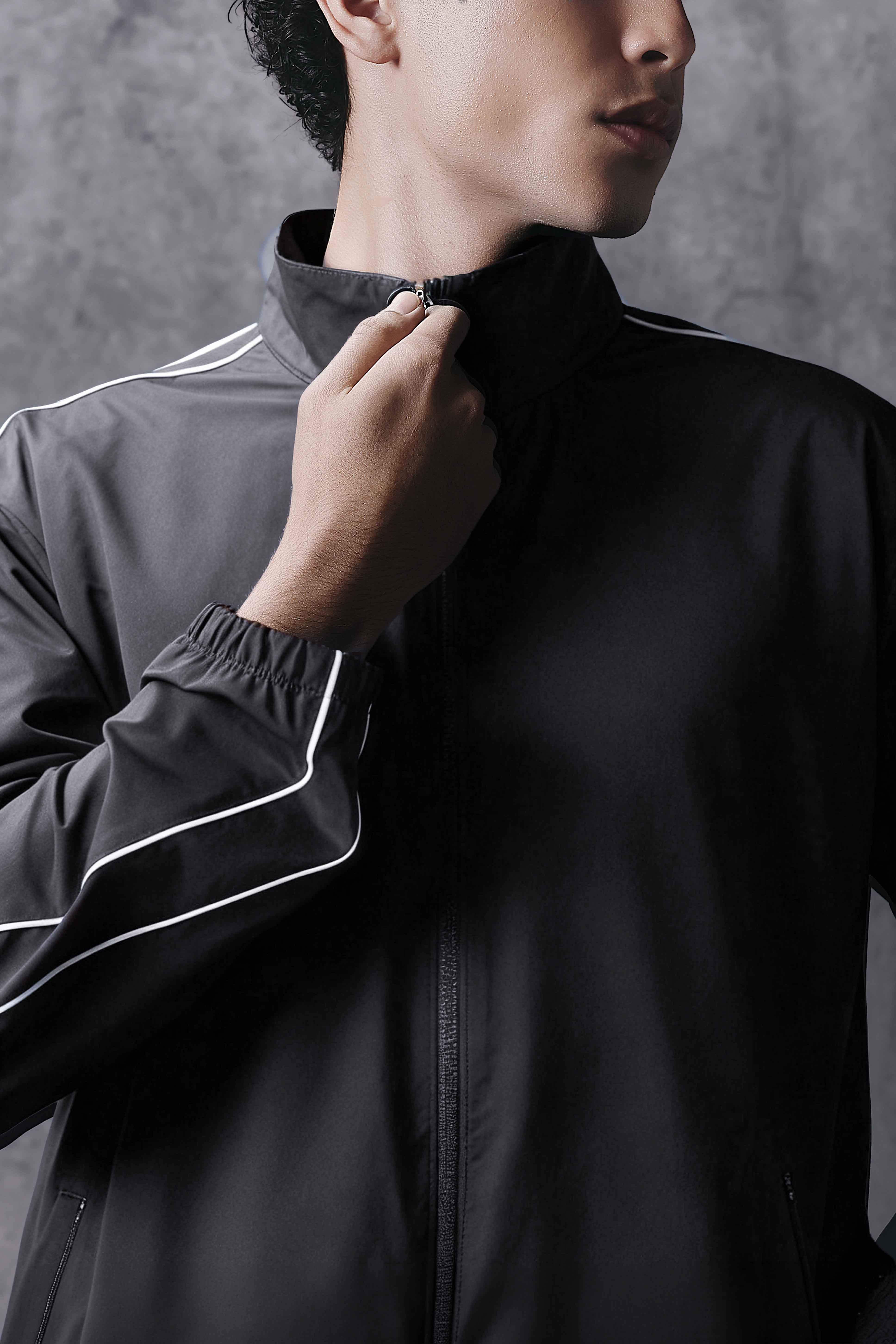 Activemor Stripe Jacket Dark Grey-White