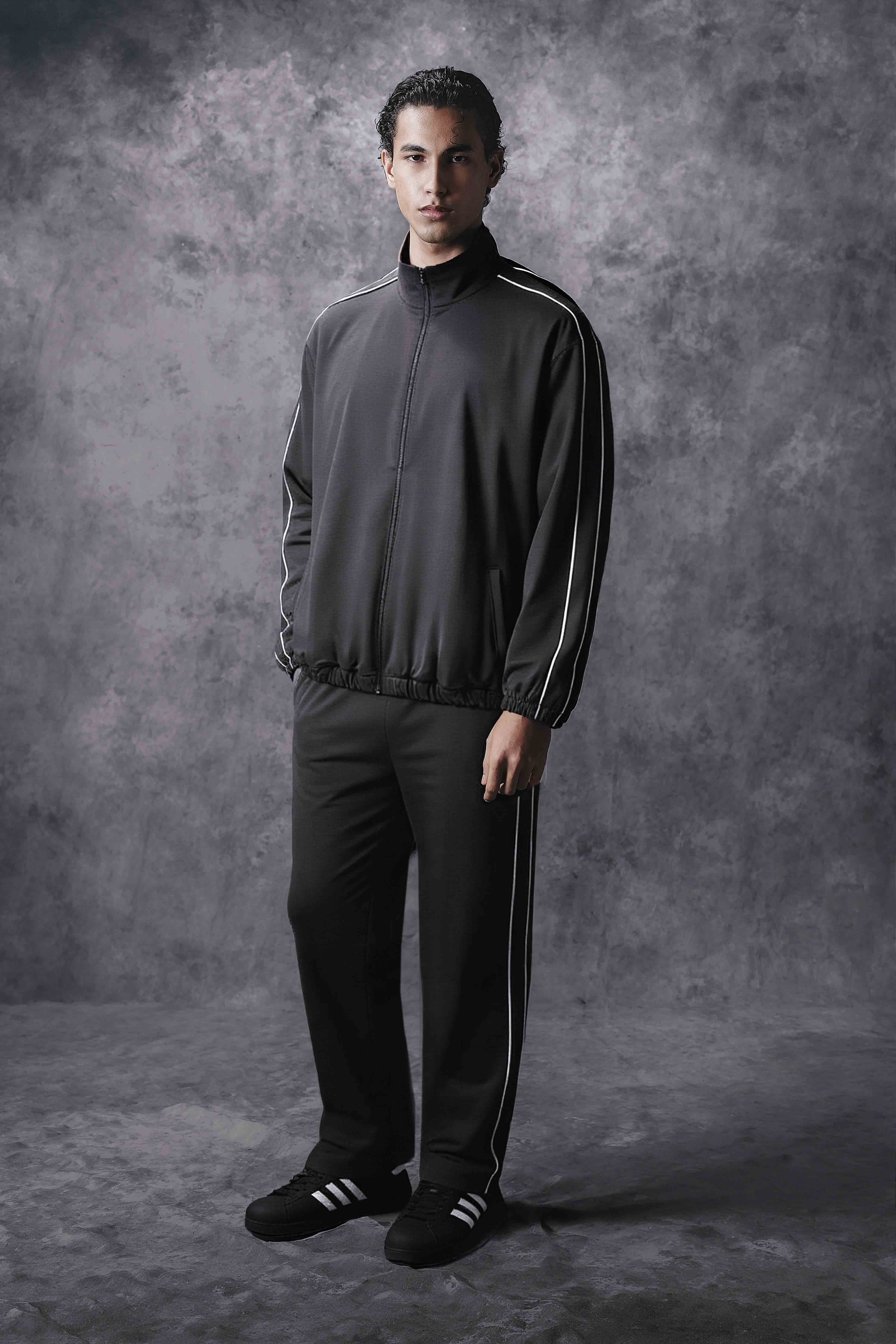 Activemor Stripe Jacket Dark Grey-White