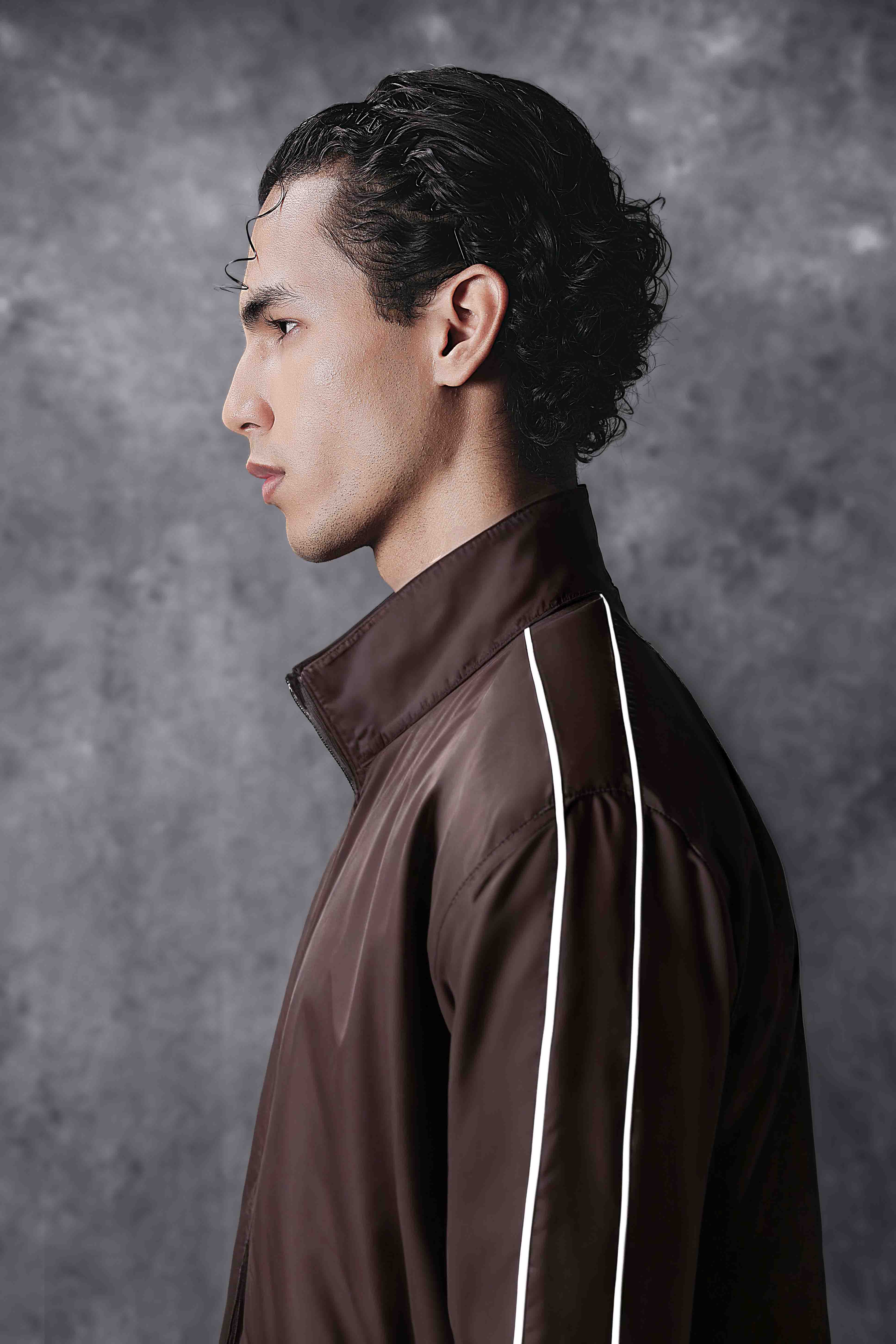 Activemor Stripe Jacket Dark Brown-White