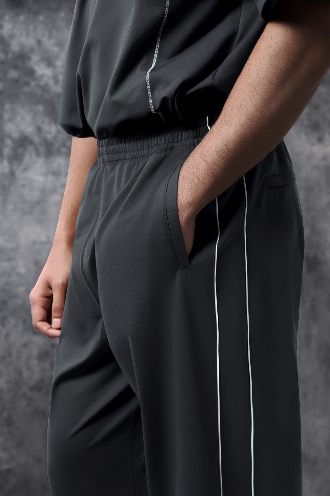 Activemor Stripe Pants Dark Grey-White