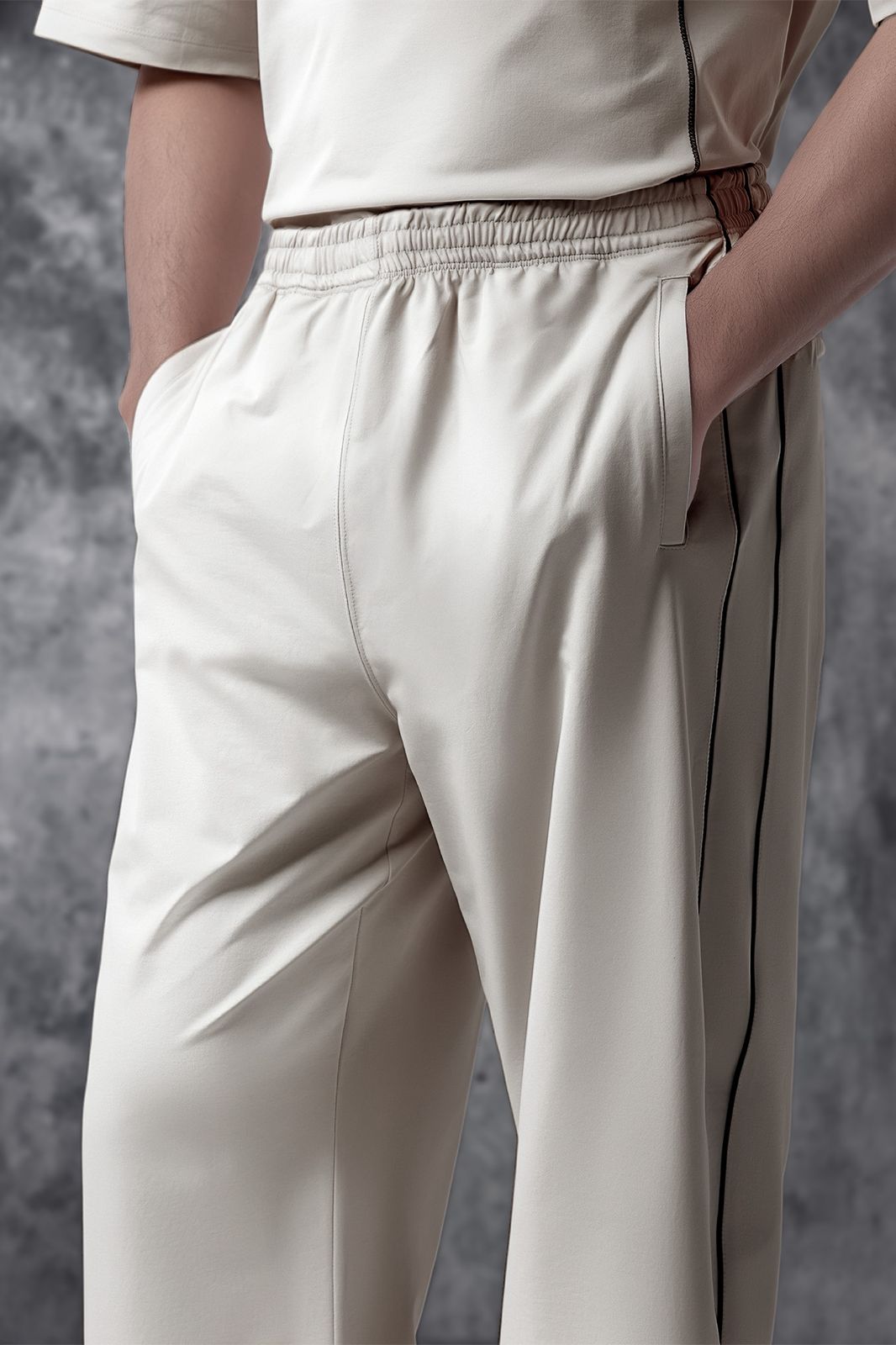 Activemor Stripe Pants Cream-Black