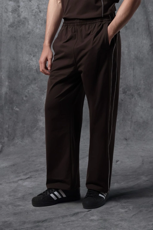 Image of Activemor Stripe Pants Dark Brown-White