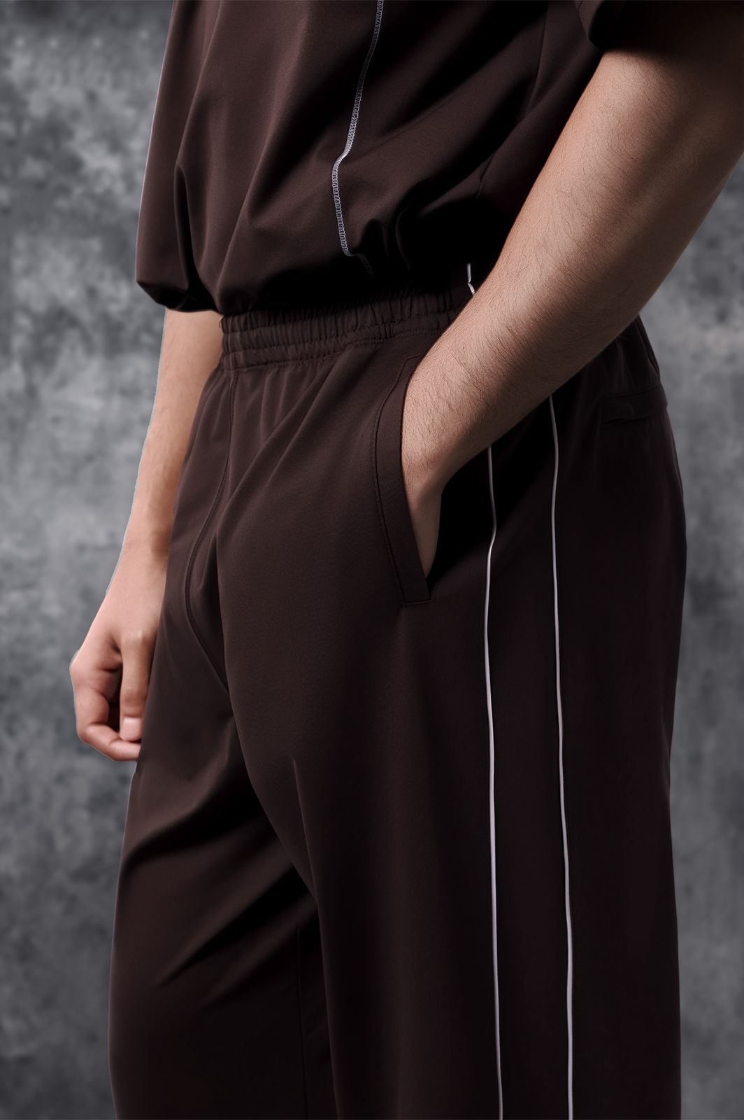 Activemor Stripe Pants Dark Brown-White