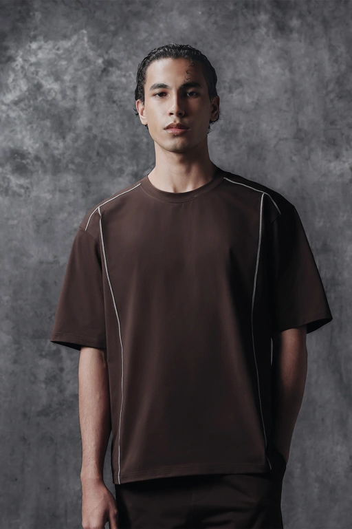 Image of Activemor Jersey Tee Dark Brown-White