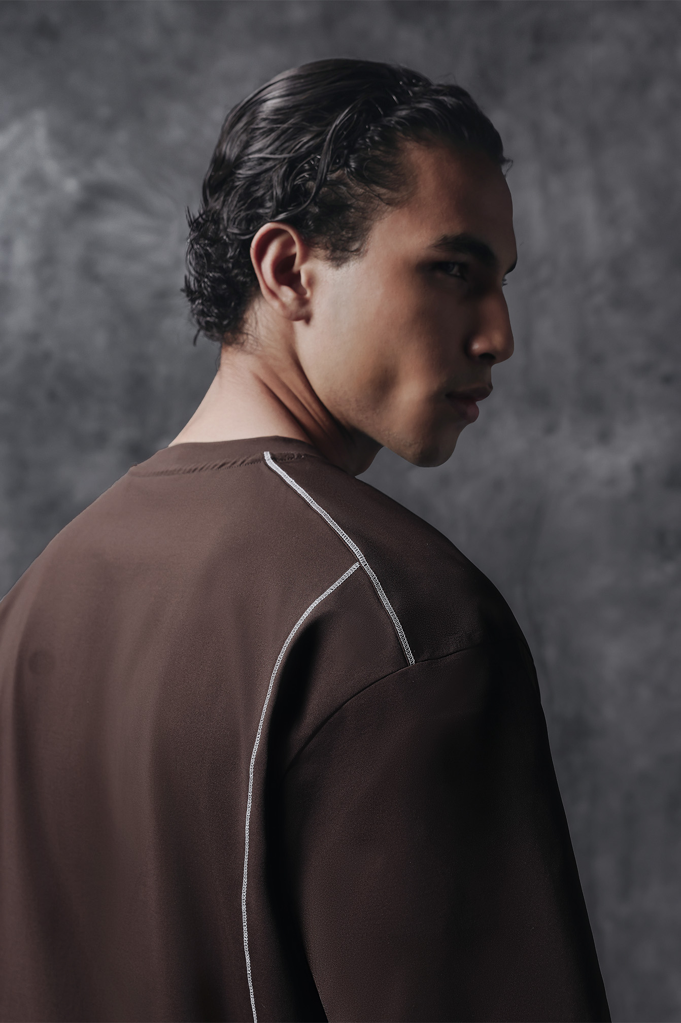 Activemor Jersey Tee Dark Brown-White
