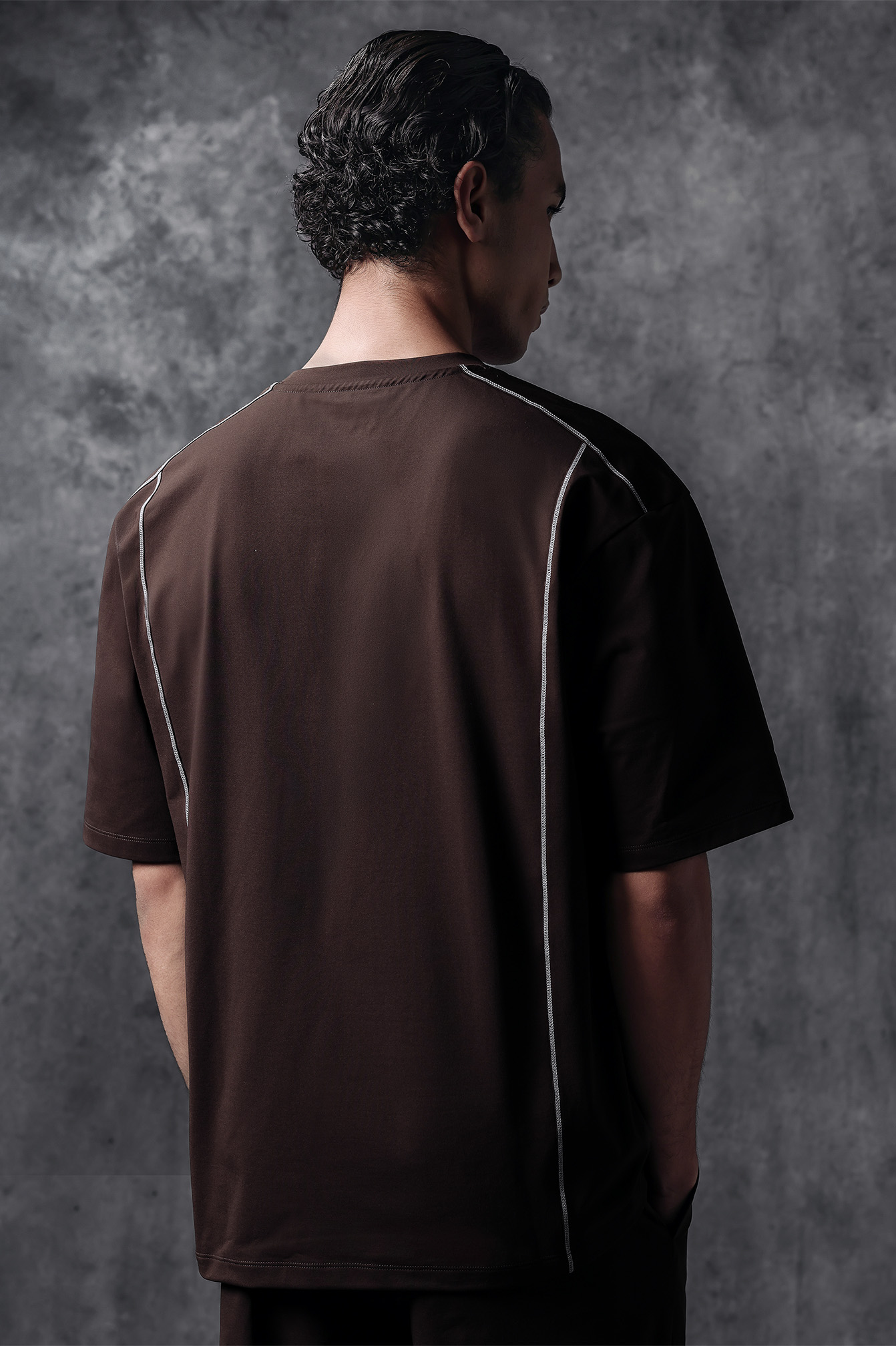 Activemor Jersey Tee Dark Brown-White