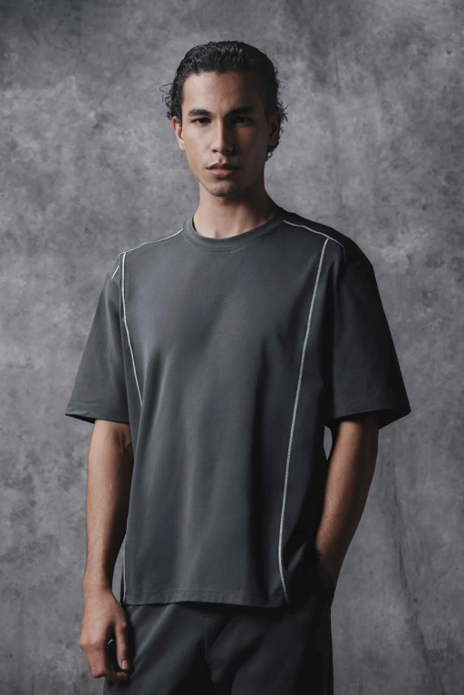 Image of Activemor Jersey Tee Dark Grey-White