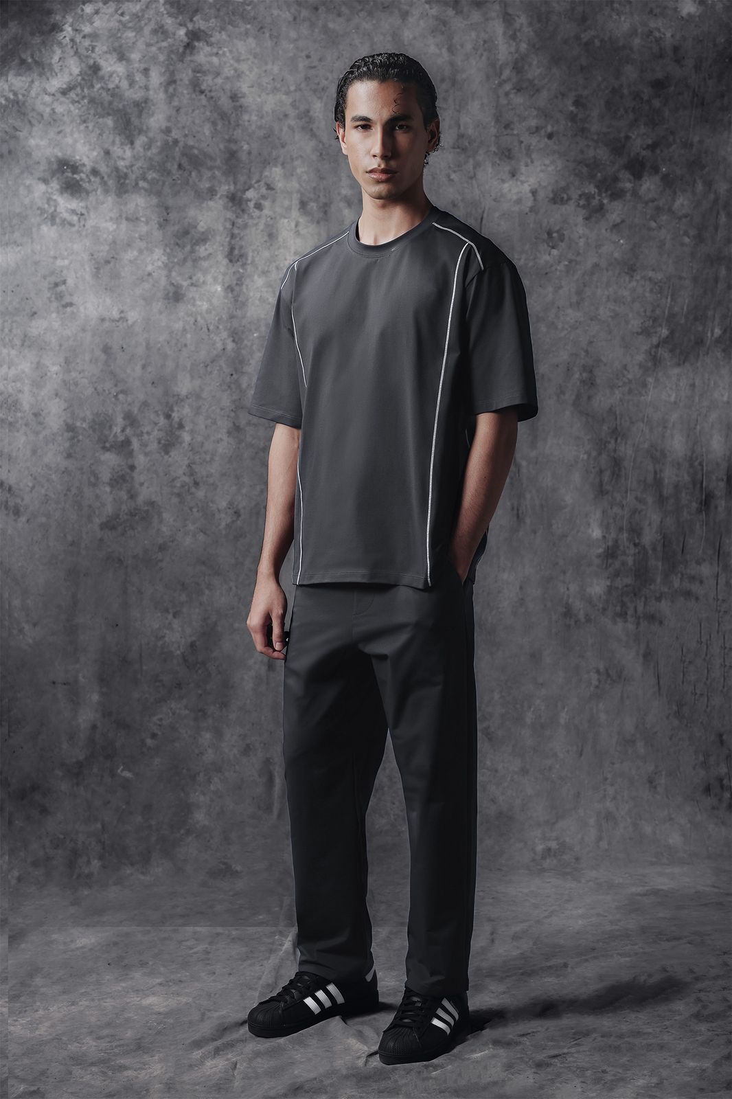 Activemor Jersey Tee Dark Grey-White
