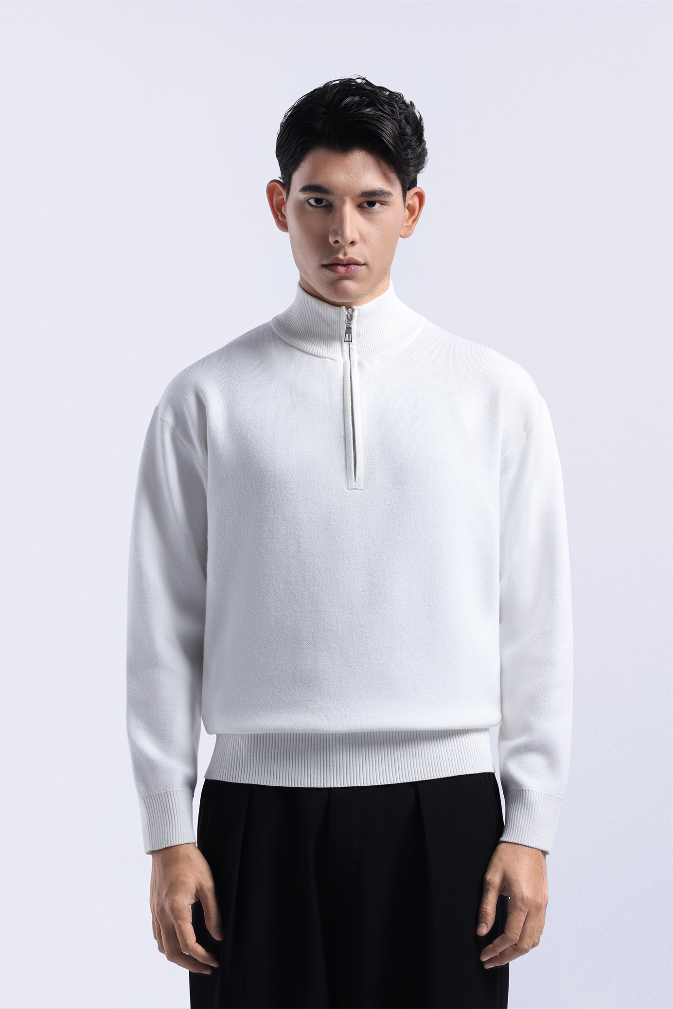 Calder Halfzip Knit Jacket White