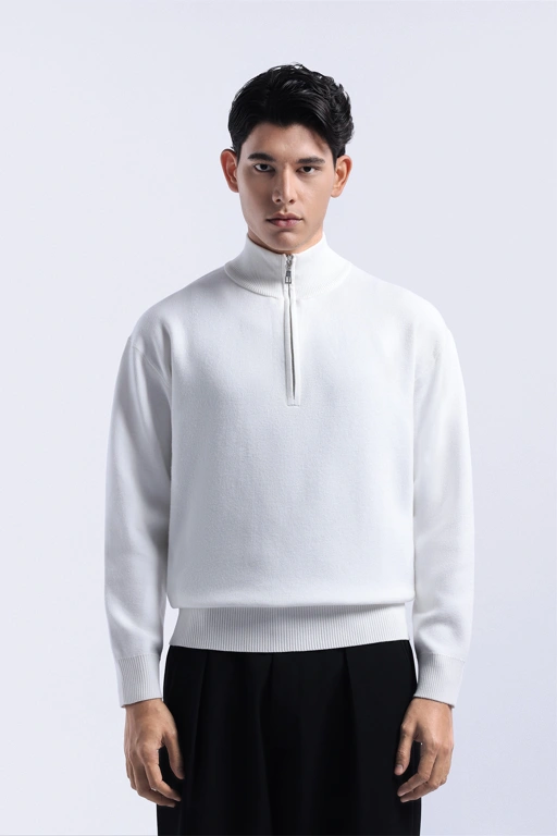 Image of Calder Halfzip Knit Jacket White