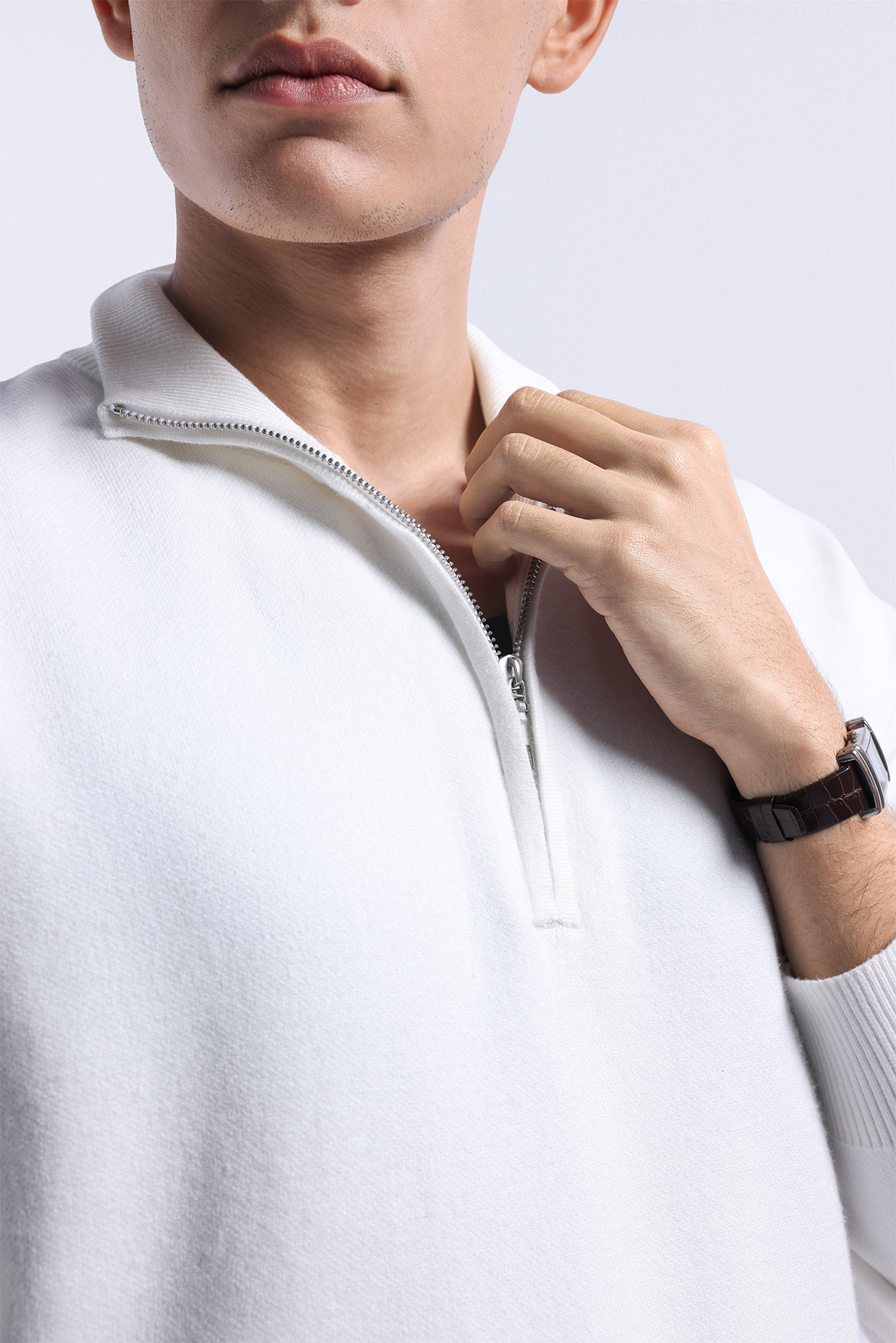 Calder Halfzip Knit Jacket White