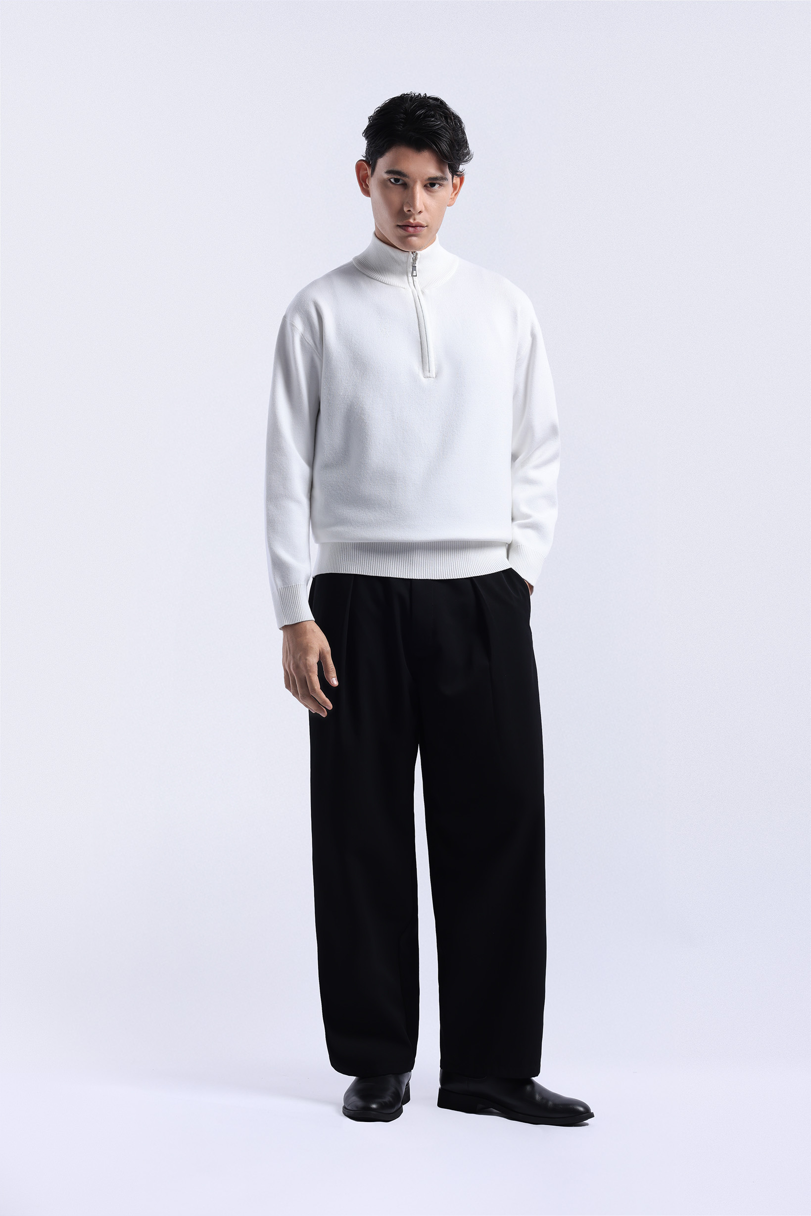Calder Halfzip Knit Jacket White