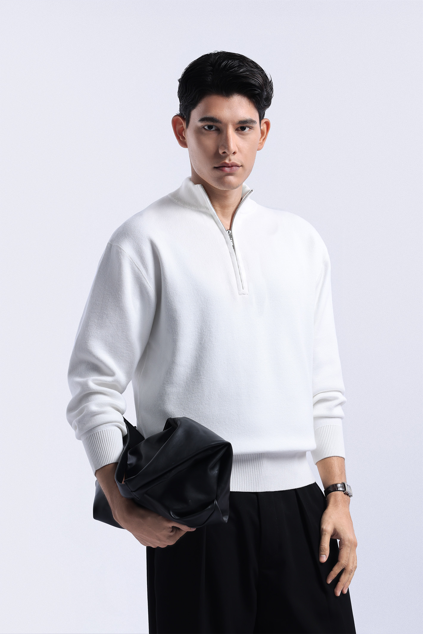 Calder Halfzip Knit Jacket White
