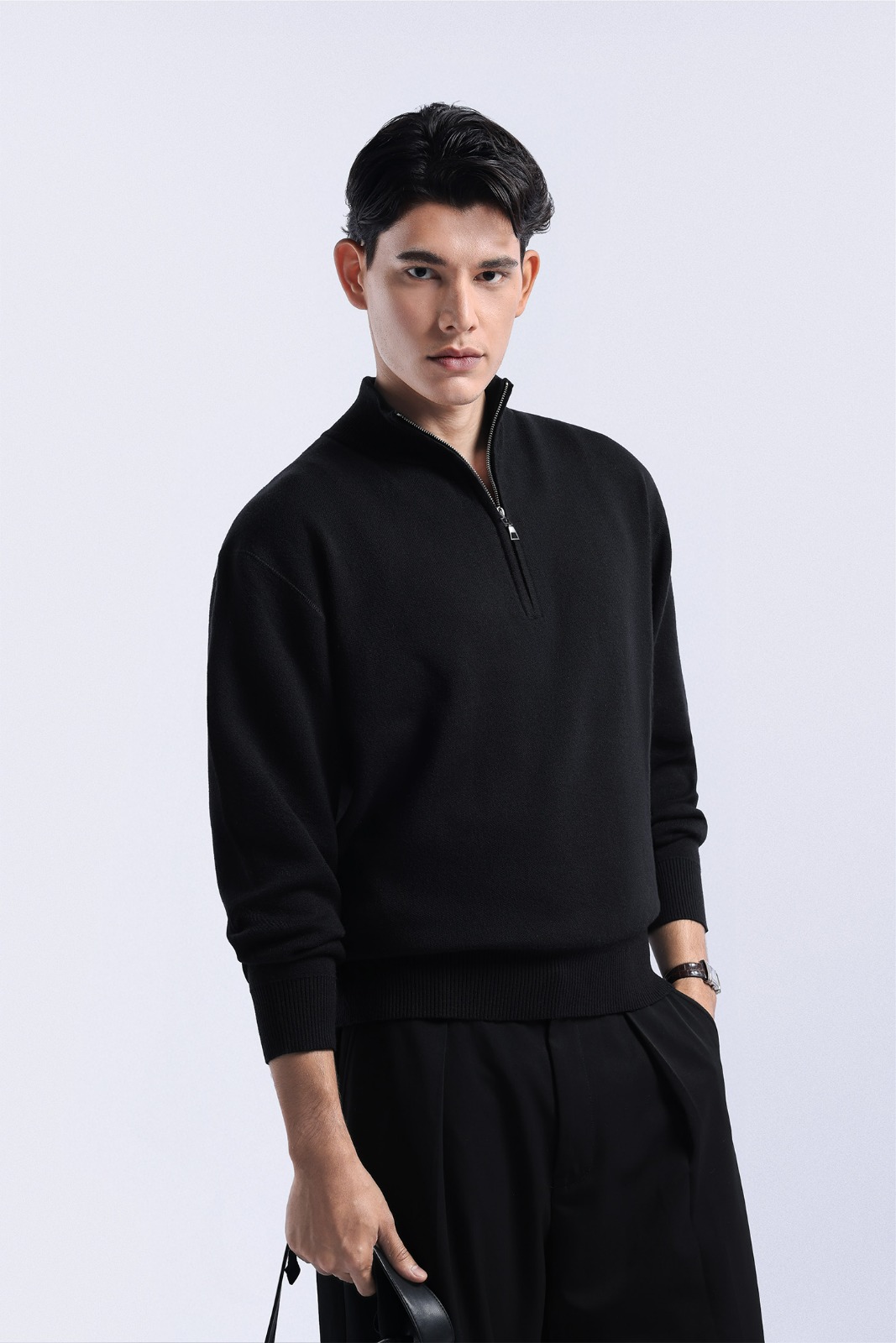 Calder Halfzip Knit Jacket Black