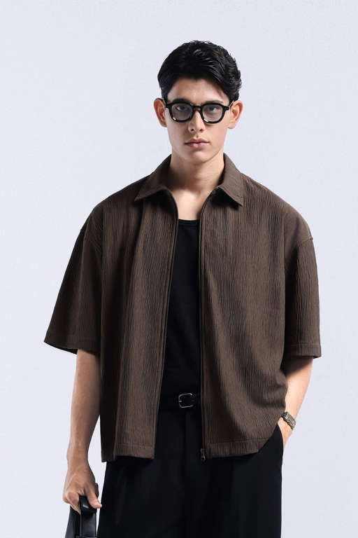 Coze Zip Shirt Dark Brown