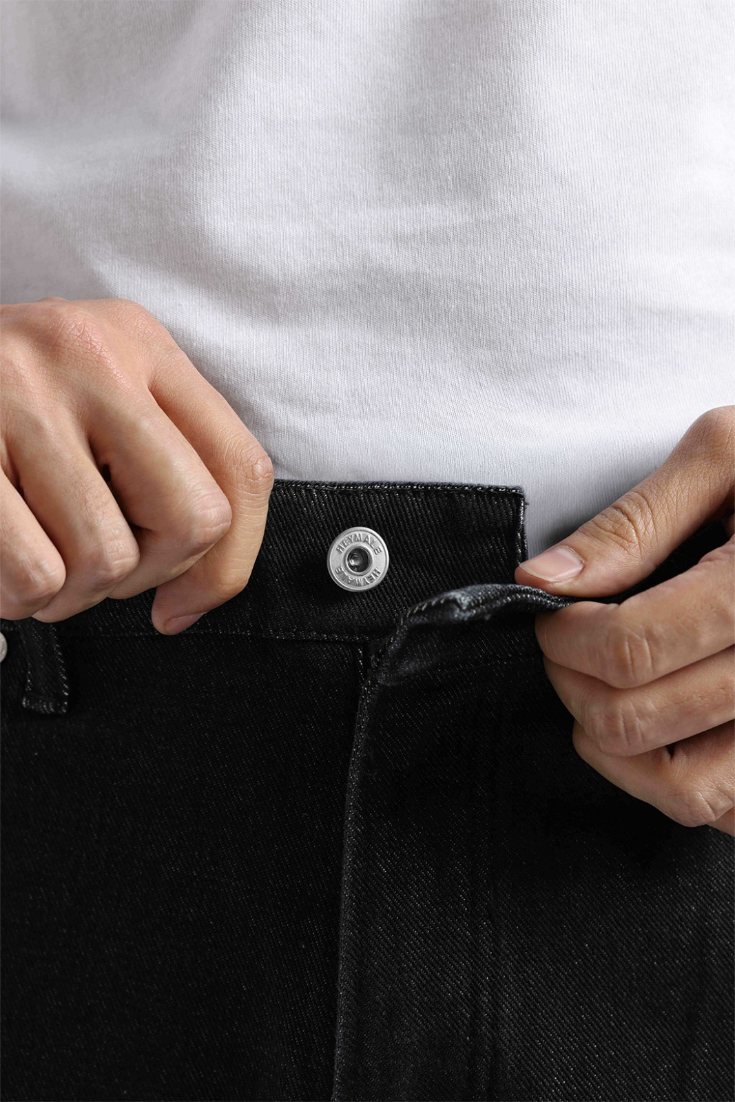 Rugged Denim Loose Pants Black